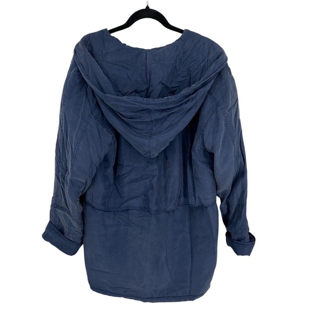 BB Dakota Pret A Porter 100% Silk Hooded Jacket Blue Lightweight Outerwear-M - Picture 2 of 6